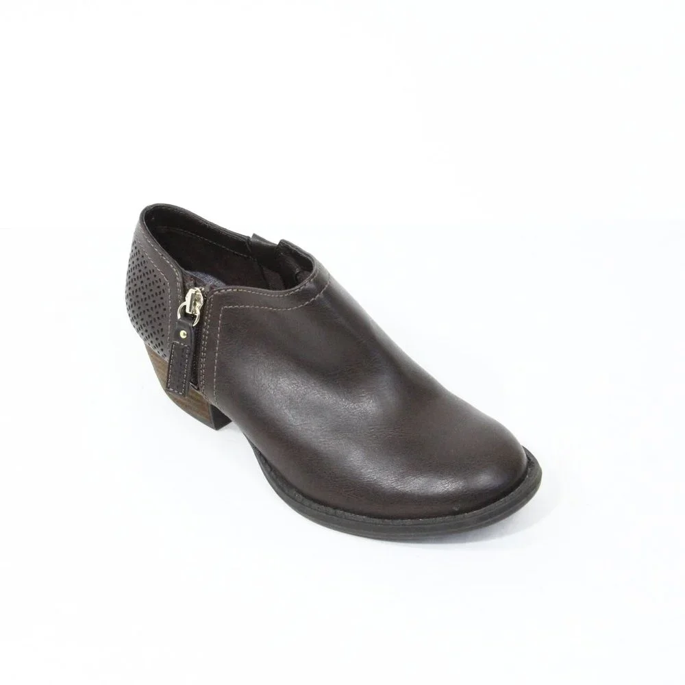 Dr. Scholl's Brown Booties sz 6 Women Faux Leather Boots Block Heel